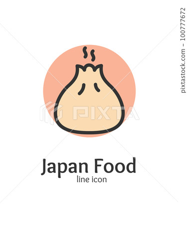 Japan Food Dumpling Gyoza Sign Thin Line Icon Emblem Concept. Vector 100777672