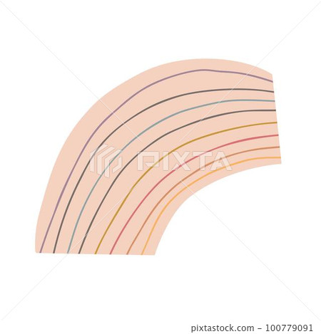 Curved striped abstract shape circle formed vector illustration, minimalist design element in calm Scandinavian boho colors, minimalist collection for cards, banner, poster, wall art Curved striped abstract shape circle formed vector illustration, minimalist design element in calm Scandinavian boho colors, minimalist collection for cards, banner, poster, wall art 100779091