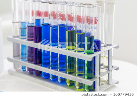 colorful test tubes in a chemical laboratory 100779436