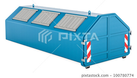 Industrial waste skip. Large industrial waste dumpster, 3D rendering Industrial waste skip. Large industrial waste dumpster, 3D rendering 100780774