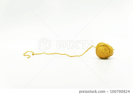 yellow hank wool yarn isolated on white background 100780824
