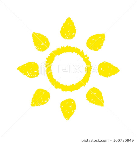 Hand painted sun symbol, hand drawn with crayon Hand painted sun symbol, hand drawn with crayon 100780949