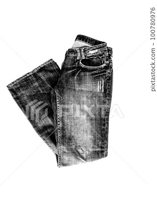 Beautiful casual jeans pants and clothes isolated on white background Beautiful casual jeans pants and clothes isolated on white background 100780976