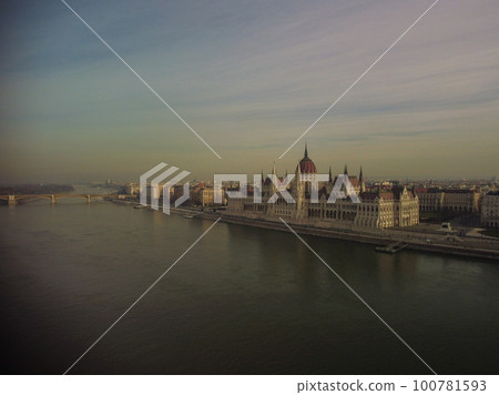 Panoramic view from above on landmarks of Budapest at summer sunset, Hungary Panoramic view from above on landmarks of Budapest at summer sunset, Hungary 100781593