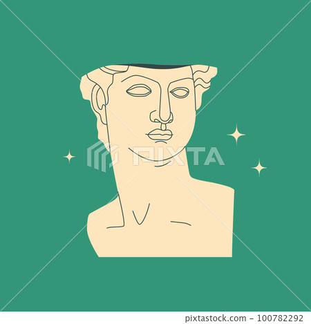 Bust ancient Greek sculpture of a man, goddess, hero. Antique sculpture in a modern style. Vector isolated trend illustration. Bust ancient Greek sculpture of a man, goddess, hero. Antique sculpture in a modern style. Vector isolated trend illustration. 100782292