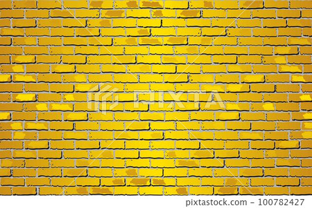 Shiny golden yellow brick wall 100782427