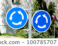 European roundabout road sign 100785707