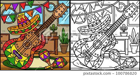 Cinco de Mayo Guitar And Maracas Illustration Cinco de Mayo Guitar And Maracas Illustration 100786820