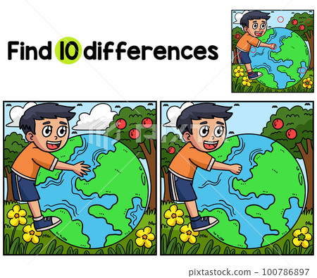 Child Embracing Earth Find The Differences Child Embracing Earth Find The Differences 100786897