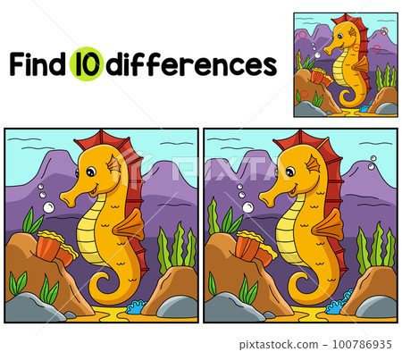 Sea Horse Animal Find The Differences Sea Horse Animal Find The Differences 100786935