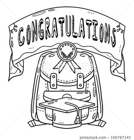 Graduation Day Greeting with a School Bag Coloring 100787145