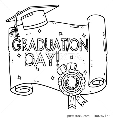 Graduation Day with Mortarboard, Ribbon Isolated 100787168