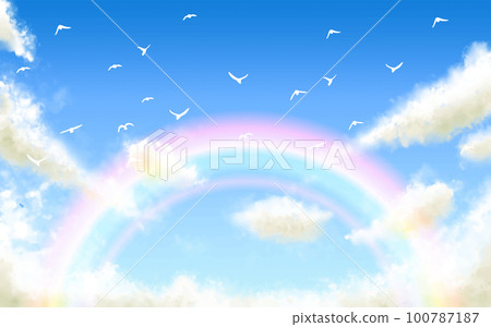 藍天、彩虹和拍打的鳥兒 藍天、彩虹和拍打的鳥兒 100787187