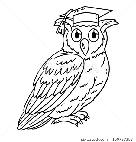 Owl with a Graduation Cap Isolated Coloring Page 100787398