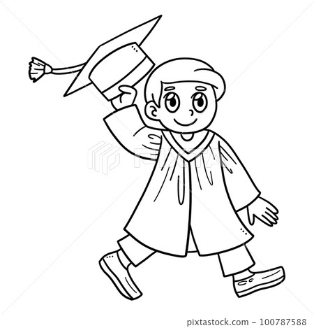 Happy Graduate Boy Isolated Coloring 100787588