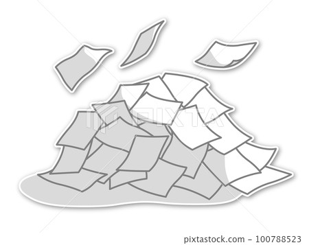 一堆亂七八糟的文件和文件，灰線，浮雕，陰影 100788523