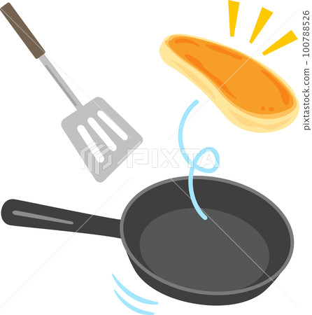 Frying Pan and Upside Down Pancakes 100788526