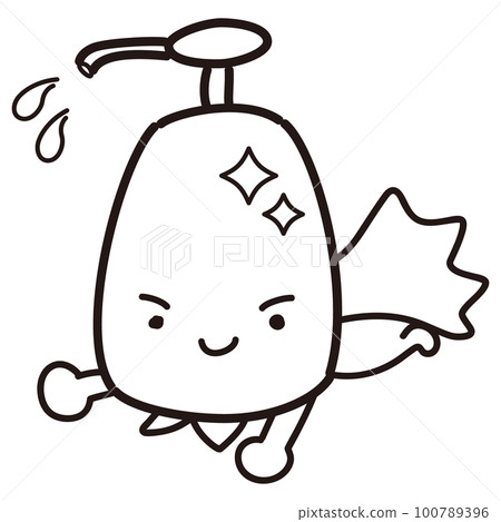 Alcohol disinfectant spray bottle hero character (black and white) Alcohol disinfectant spray bottle hero character (black and white) 100789396