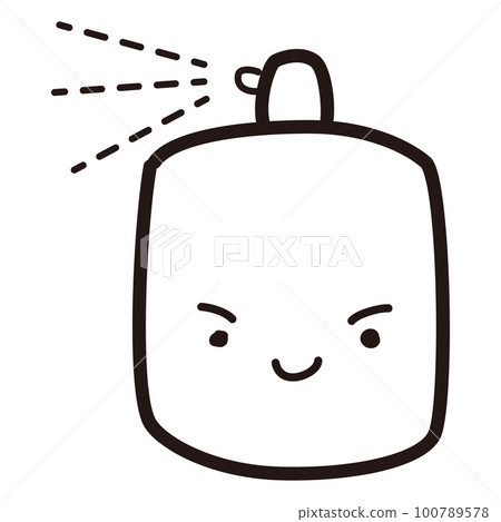 Alcohol disinfectant spray bottle character (black and white) 100789578