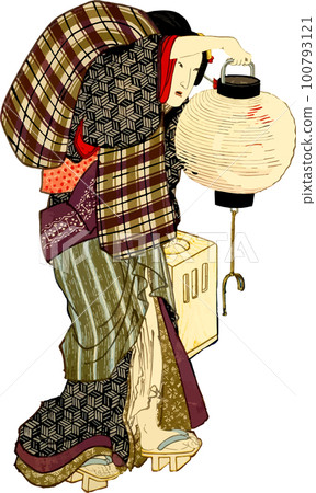 woman with big lantern 100793121