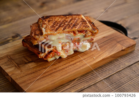 熱三明治配番茄醬和卡門培爾奶酪 100793426