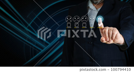 Five stars testimonial. Customer review good rating concept hand pressing five star on screen Five stars testimonial. Customer review good rating concept hand pressing five star on screen 100794410