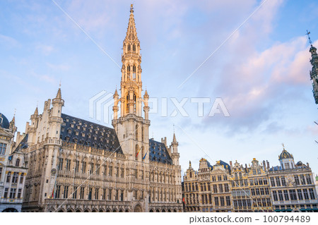 Morning at Blanc-Place, a tourist spot in Brussels in spring Morning at Blanc-Place, a tourist spot in Brussels in spring 100794489