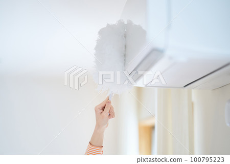 打掃房間灰塵的女人 100795223