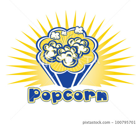 Illustration Popcorn in striped bucket on white background boom Illustration Popcorn in striped bucket on white background boom 100795701