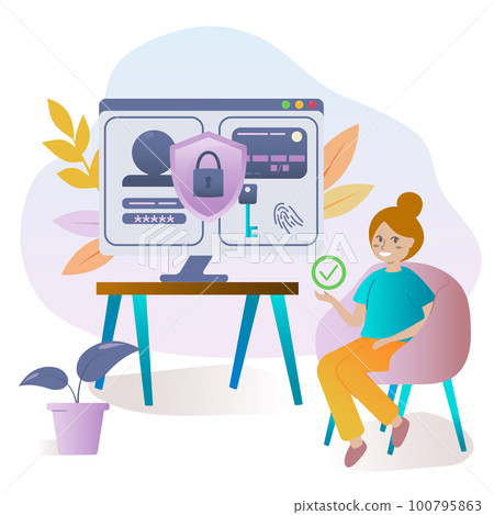 Personal data security concept. Cyber crime, computer system hacking malware. Data protection by security services, information privacy. Vector isolated concept metaphor illustration Personal data security concept. Cyber crime, computer system hacking malware. Data protection by security services, information privacy. Vector isolated concept metaphor illustration 100795863