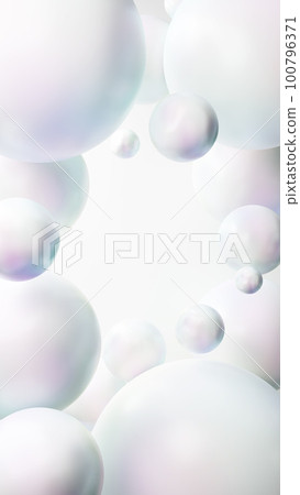 Beautiful multiple spheres like pearls on a white background. background material. copy space. (Vertical) 100796371