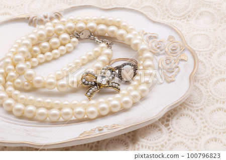 項鍊珍珠戒指白色 項鍊珍珠戒指白色 100796823