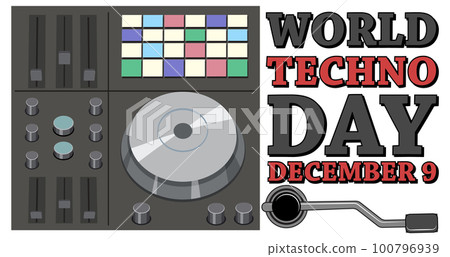 World techno day text banner design 100796939