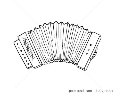 Accordion doodle. Musical instrument in sketch style. Vector hand drawn illustration isolated on white background Accordion doodle. Musical instrument in sketch style. Vector hand drawn illustration isolated on white background 100797005