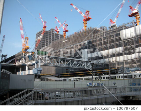 In front of Osaka Station under construction In front of Osaka Station under construction 100797607