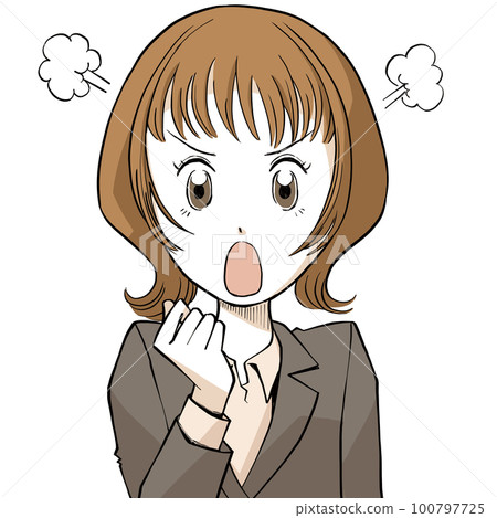 憤怒的面部表情的女人 憤怒的面部表情的女人 100797725