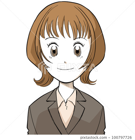 A smiling woman with short hair facing forward 100797726
