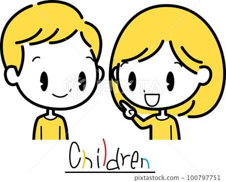 一個女孩說話和一個男孩聽的插圖 100797751