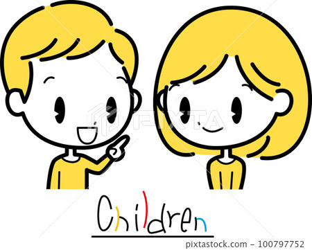 一個說話的男孩和一個傾聽的女孩的插圖 100797752