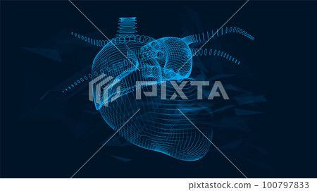 Human Heart polygonal line and point. Low poly health care vector illustration. plexus, wireframe style. medicine 100797833
