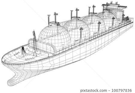 Large gas tanker or LNG carrier. Delivery petrol fuel cargo. Ocean LPG tank propane Large gas tanker or LNG carrier. Delivery petrol fuel cargo. Ocean LPG tank propane 100797836