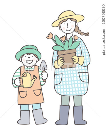 父母和孩子們享受廚房花園 100798050