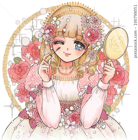 A European princess who enjoys shoujo manga style and eye makeup A European princess who enjoys shoujo manga style and eye makeup 100798051