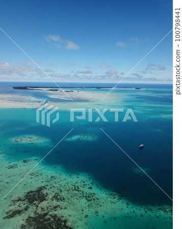 Pristine blue ocean, rock islands in Palau Pristine blue ocean, rock islands in Palau 100798441