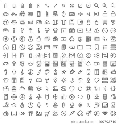 Line drawing mini business icon set 100798740