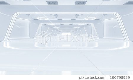 Scientific laboratory white room or Sci-Fi corridor white color. Science elements and Technology background. Can be used in education, science industry background. 100798939