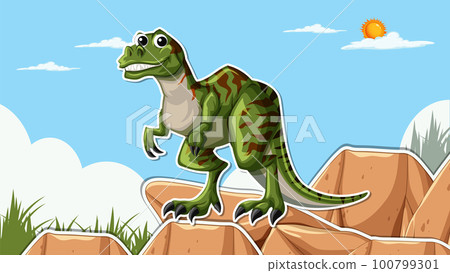 Thumbnail design with dinosaur raptor 100799301