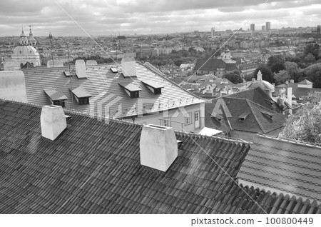 Grayscale of the roofs of Prague Old Town in Prague, Czech Republic Grayscale of the roofs of Prague Old Town in Prague, Czech Republic 100800449