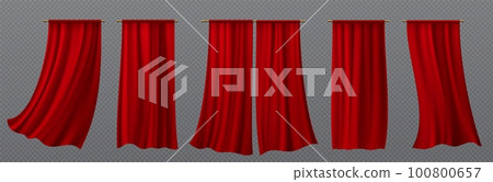 3d red drapery cloth, realistic silk curtain 100800657