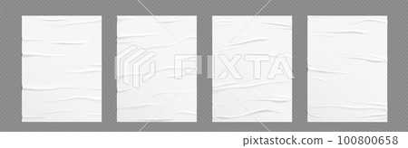 Glued wrinkle paper wall poster street mockup 100800658